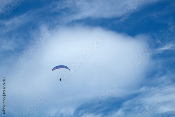 Fototapeta Man ride Paramotor in the sky.