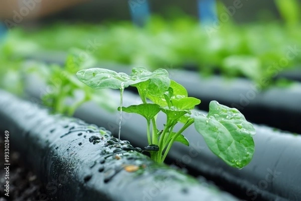 Fototapeta selective focus watering system with drip hoses