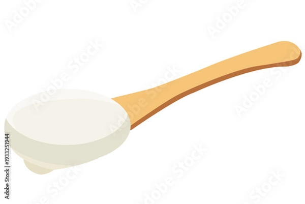 Obraz 木製スプーンにのせたプレーンヨーグルト｜腸活・発酵食品・健康食コンセプト