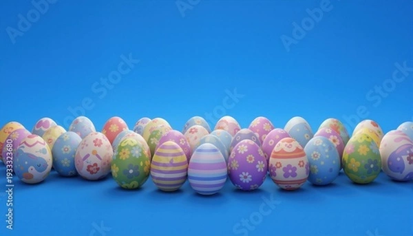 Obraz easter eggs on blue background background