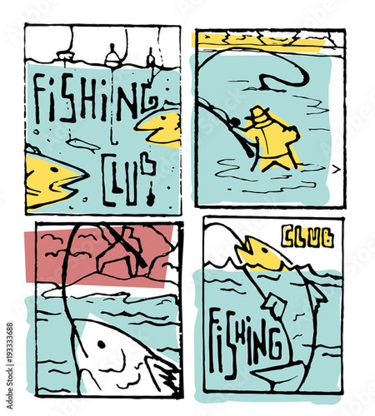 Obraz Fishing poster set