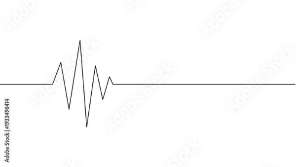 Obraz 心電図の一筆書きの線画。一本の黒い糸が心拍を表現したデザイン。医療をイメージした背景。編集可能なベクター素材