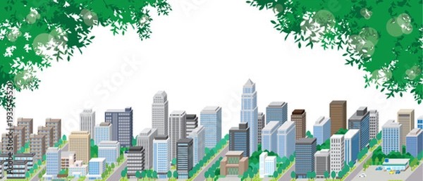 Obraz 緑豊かな爽やかな街並みのイラスト.