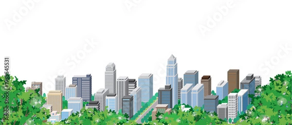 Obraz 緑豊かな爽やかな街並みのイラスト.