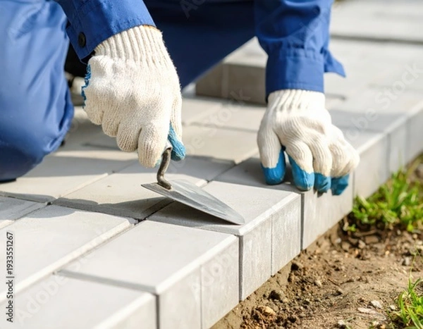 Obraz 舗装作業でコテを使う