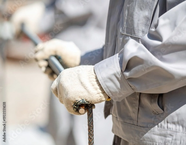 Obraz 作業員が棒を持つ