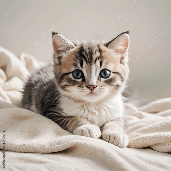 Obraz マンチカンの子猫ののんびり寝転び姿