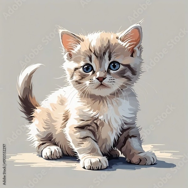 Obraz 伏せたまま見つめるマンチカンの子猫