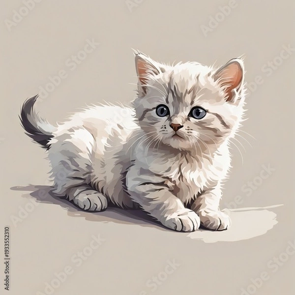 Obraz マンチカンの子猫が伏せるかわいい姿