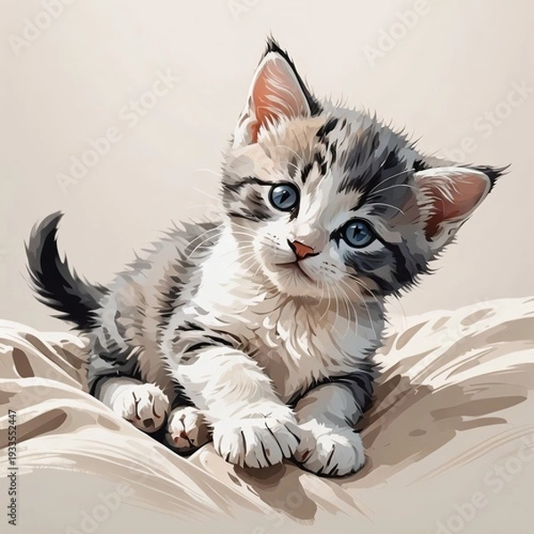 Obraz だらりと寝転ぶミヌエットの子猫