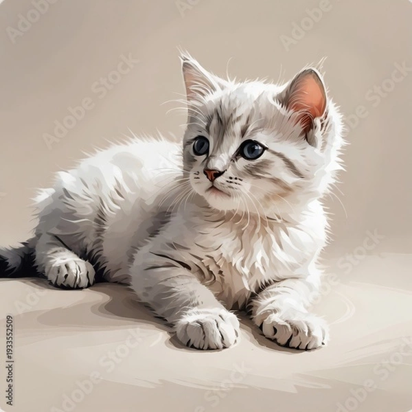 Obraz 寝転びポーズが愛らしいミヌエットの子猫