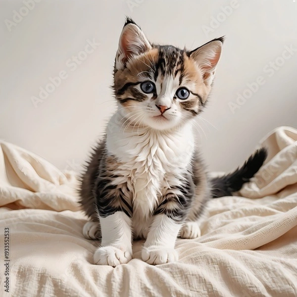 Obraz ミヌエットの子猫のちょこんと座る姿