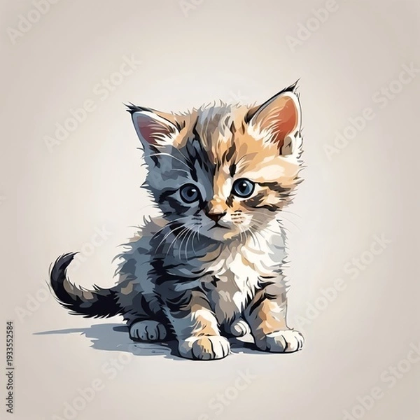 Obraz ミヌエットの子猫が静かに座るポーズ