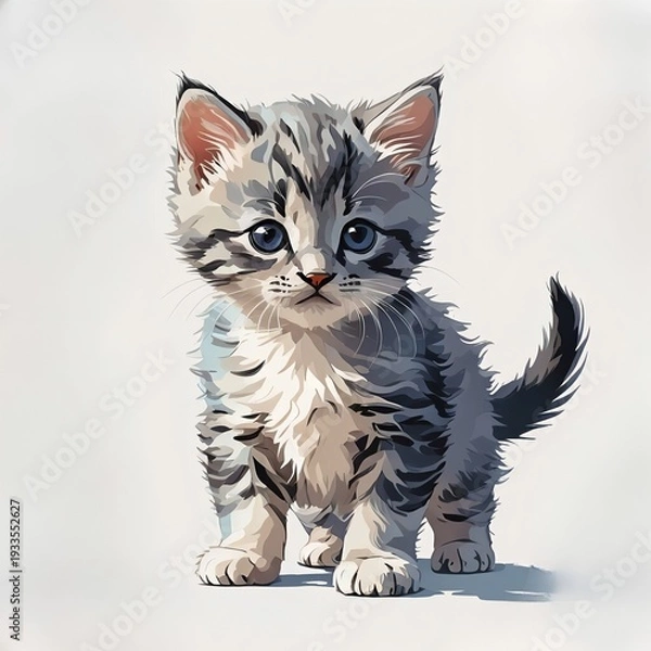 Obraz ミヌエットの子猫がちょこんと立つ姿