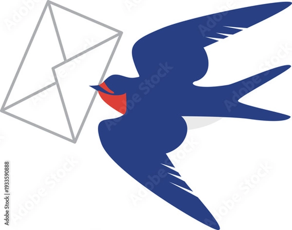 Obraz 手紙とツバメのイラスト