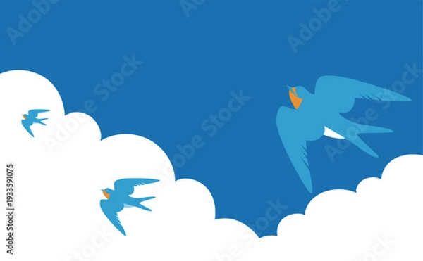 Obraz ツバメのシンプル背景青空イラスト素材