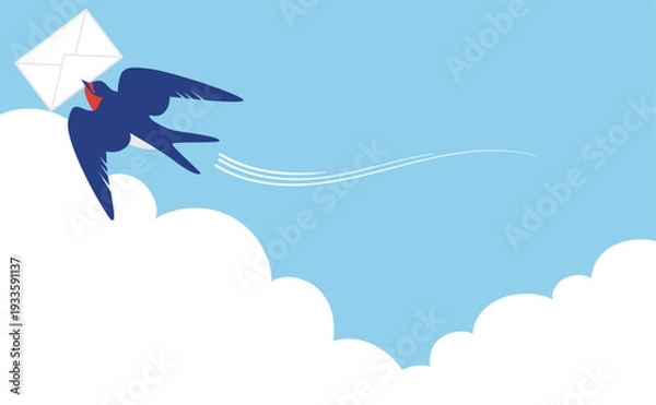 Obraz 手紙をくわえたツバメの背景イラスト素材