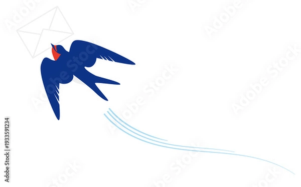 Obraz 手紙をくわえて飛ぶツバメの背景イラスト素材