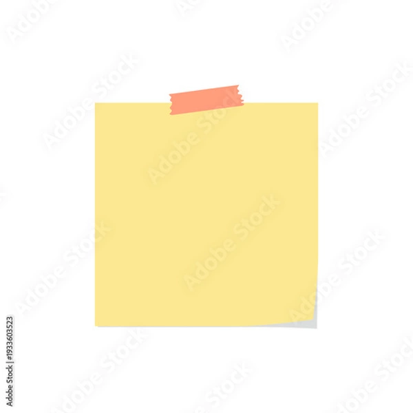 Obraz マスキングテープ でとめた黄色のメモ用紙　影あり