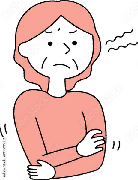 Obraz イライラしているシニア女性単色