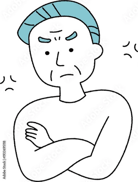 Obraz イライラしているシニア男性単色