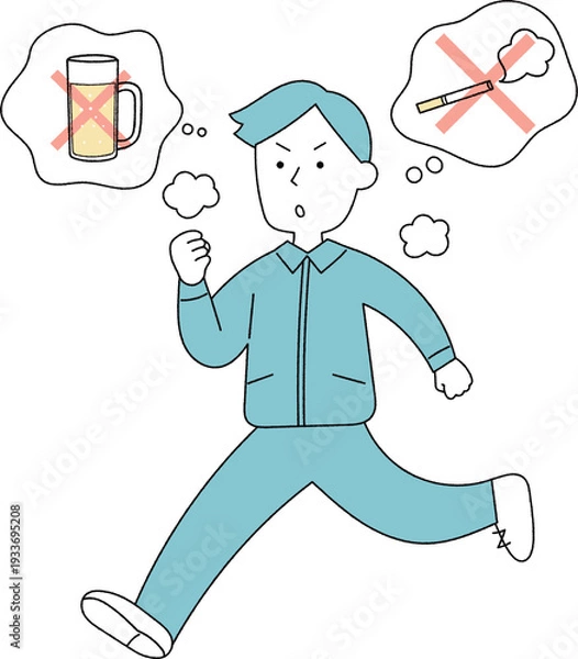 Obraz 健康のためにジョギングをする若い男性単色