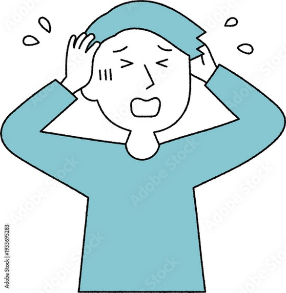 Obraz 頭を抱えて困っている若い男性単色