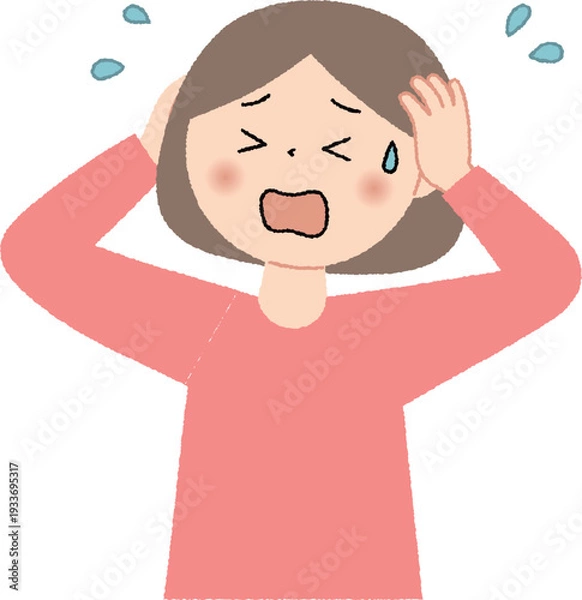 Obraz 頭を抱えて困っている若い女性