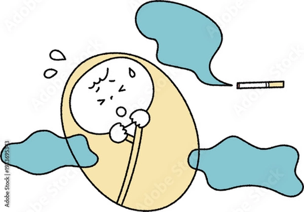 Obraz タバコの煙に苦しむ赤ちゃん単色