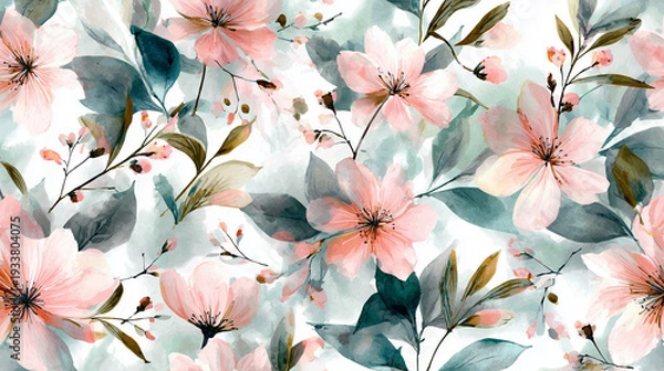 Obraz 柔らかな水彩の花々