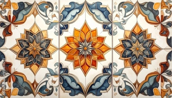 Obraz 美しい幾何学模様のタイルパターン