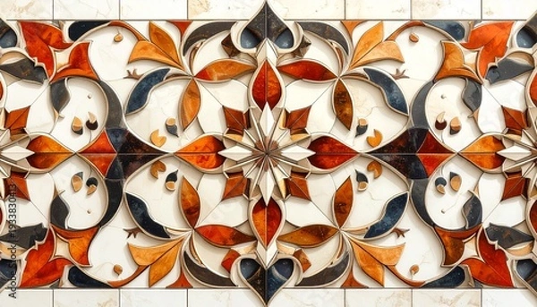 Obraz 美しい幾何学模様のタイルパターン