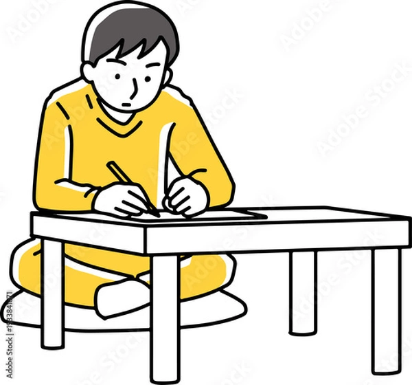 Obraz テーブルで手紙を書く男性