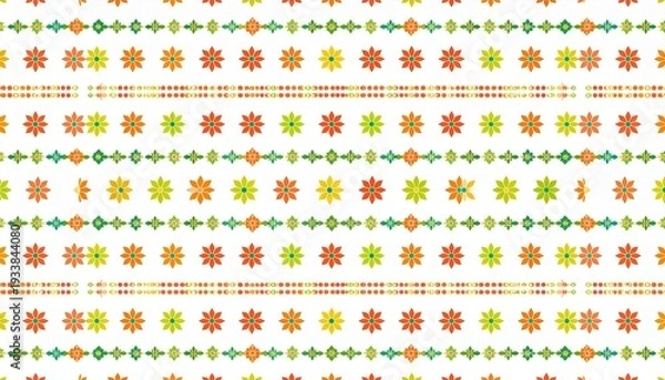 Obraz メキシコの民俗芸術スタイルで明るい色の幾何学模様のシンプルな壁紙パターン