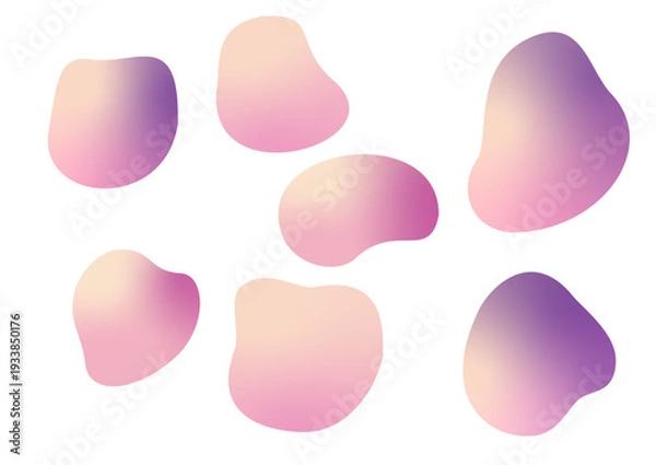 Obraz  可愛い丸い曲線フォルムのグラデーションフレームセット、パープル、ピンク
