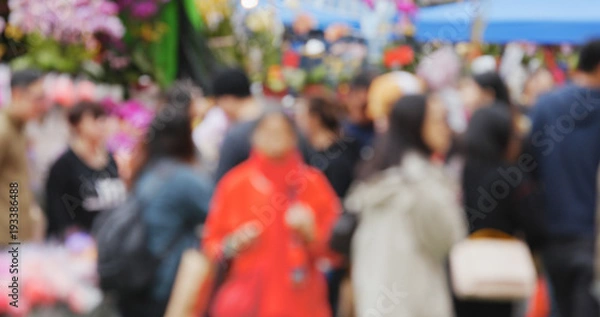 Fototapeta Unfocused of lunar new year market