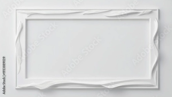 Obraz 抽象ラインで構成されたシンプルなピュアホワイトのフレーム