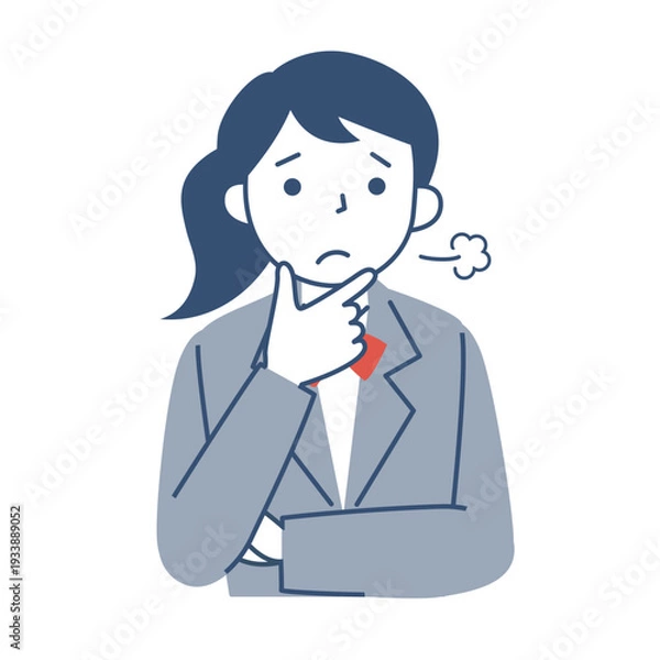 Obraz 困った表情の女子学生の上半身