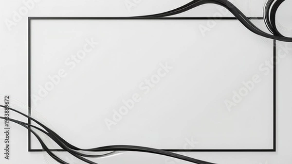 Obraz 静かな印象のシンプルなブラック抽象ラインフレーム