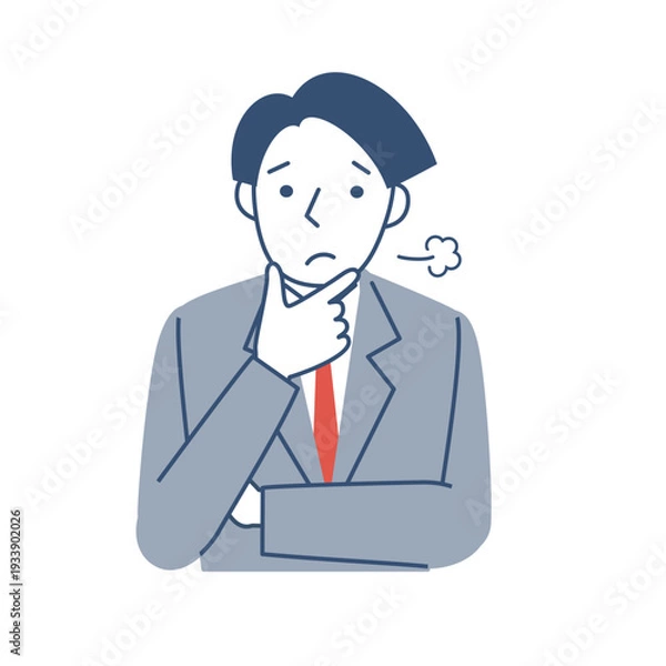 Obraz 困った表情の男子学生の上半身