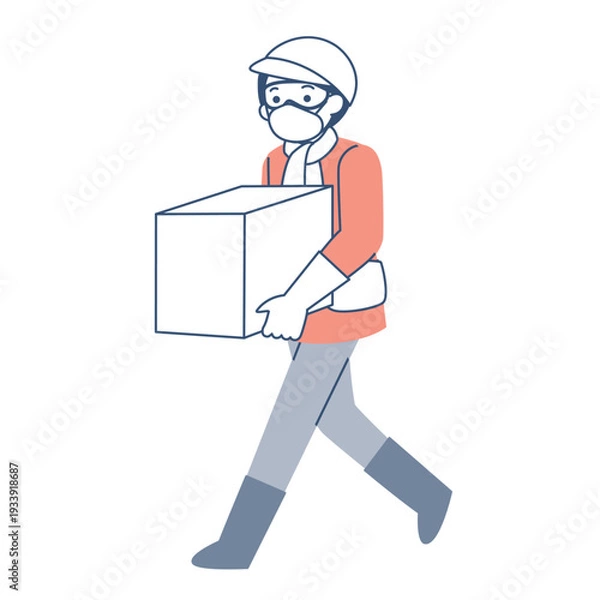 Obraz 箱に入った荷物を運ぶ女性