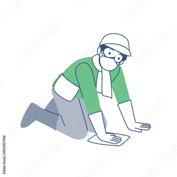 Obraz 清掃をする男性