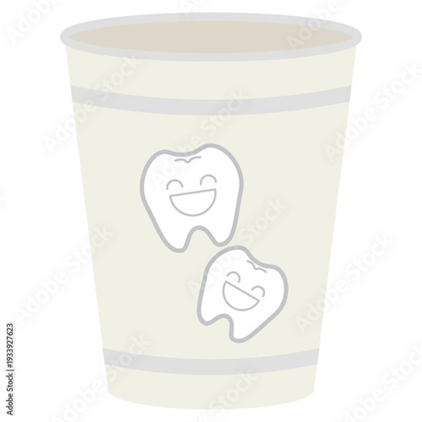Obraz 歯のキャラクターが描かれた歯科用紙コップイラスト