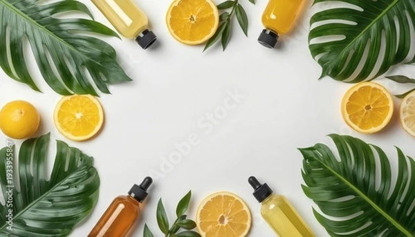 Obraz フルーツとボトルのビタミンイメージのフレーム