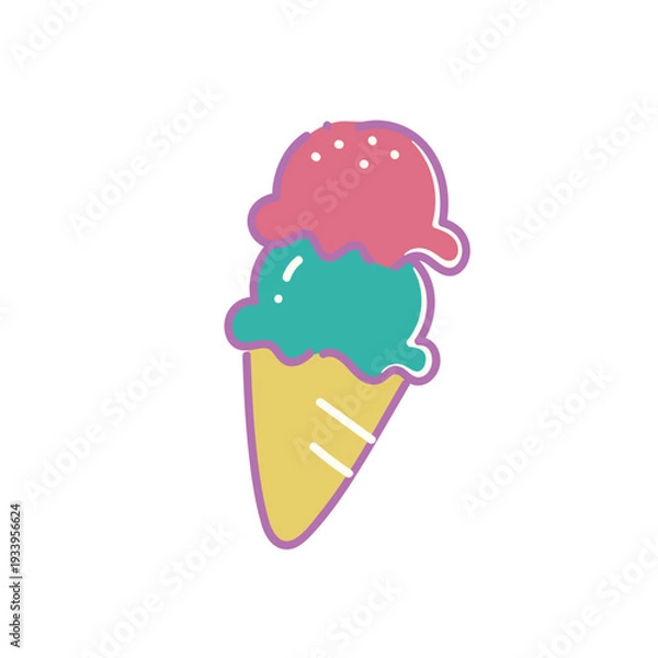 Obraz レトロポップなアイスクリームのイラスト