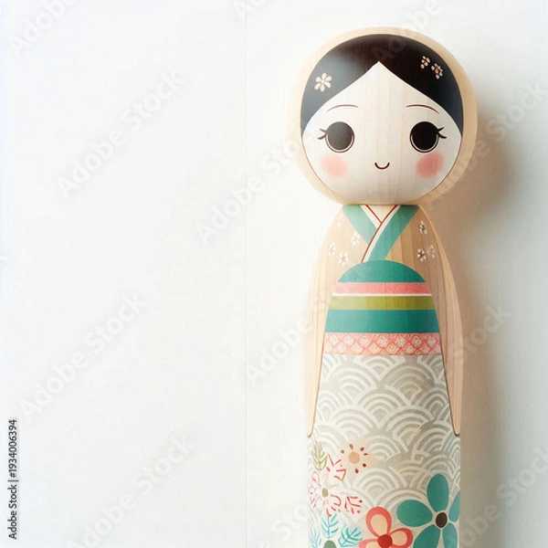 Obraz 落ち着いた背景に佇む和モダンな木製の置物