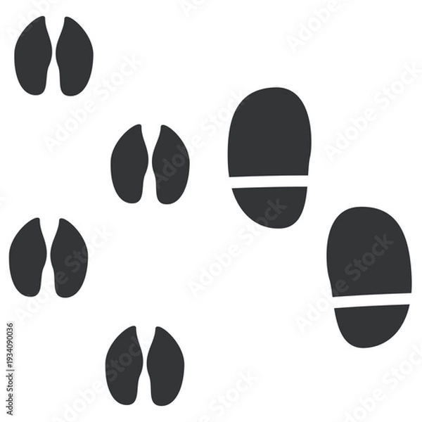 Obraz サンタクロースとトナカイの足跡素材セット