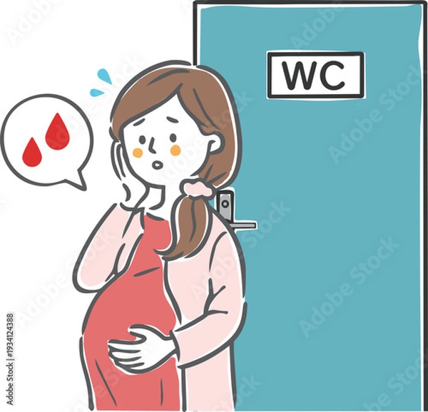 Obraz 妊娠中の不正出血　妊婦さん　ベクター