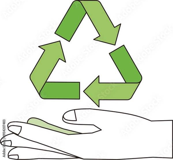 Obraz リサイクルマークと手