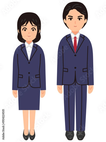 Obraz 会社員の男性と女性のイラスト(全身)